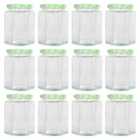 Argon Tableware Hexagonal Glass Jam Jars with Green Gingham Lids - 250ml - Pack of 12