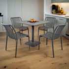 Albin 80 Square Table Nickel Grey With 04 Mia Bistro Chair Nickel Grey Set