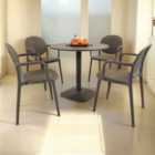 Albin 80 Round Table Nickel Grey With 04 Stina Armchair Nickel Grey Set