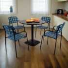 Albin 80 Round Table Black With 04 Karin Armchair Petrol Blue-black Set