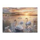 Warren Reed - Designer Swans At Sunset In A Beautiful Lake Chopping Board