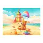 Warren Reed - Designer Bear On A Beach Holiday Glass Chopping Board