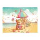 Warren Reed - Designer Lucky Teddy Bear On A Beach Holiday Glass Chopping Board