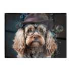 Warren Reed - Designer Cockapoo Dog With Glasses Splashart Chopping Board