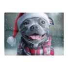 Warren Reed - Designer Christmas Staffiordsire Bull Terrier Glass Chopping Board