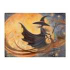 Warren Reed - Designer Whimsical Witch On A Broomstick Glass Chopping Board