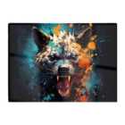 Warren Reed - Designer Splashart Angry Hyena Face Glass Chopping Board