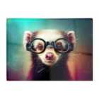 Warren Reed - Designer Ferret With Glasses Splashart Glass Chopping Board