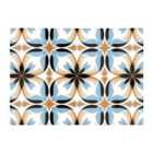 Warren Reed - Designer White Brown And Blue Geometric Pattern Glass Chopping Board