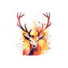 Warren Reed - Designer Watercolour Stag Face Glass Chopping Board