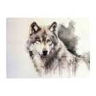 Warren Reed - Designer Loyal Wolf Watercolour Glass Chopping Board