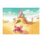 Warren Reed - Designer Pink Crab On A Beach Holiday Glass Chopping Board