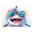 Warren Reed - Designer Splashart Shark In Glasses Chopping Board