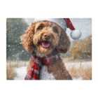 Warren Reed - Designer Snowy Christmas Labradoodle Glass Chopping Board