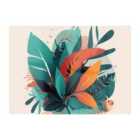 Warren Reed - Designer Green Orange Tropical Leaves Glass Chopping Board