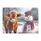 Warren Reed - Designer Baby Highland Cow And A Snowman Chopping Board