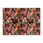 Warren Reed - Designer Paisley Christmas Stars Red Glass Chopping Board
