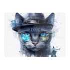 Warren Reed - Designer Russian Blue Cat With Glasses Splashart Chopping Board