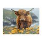 Warren Reed - Designer Highland Cow By The Coast Glass Chopping Board