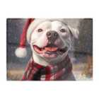 Warren Reed - Designer Christmas Staffy Bull Terrier Dog Glass Chopping Board