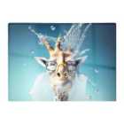 Warren Reed - Designer Giraffe With Glasses Splashart Glass Chopping Board