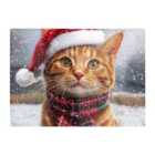Warren Reed - Designer Christmas Ginger Shorthair Cat Glass Chopping Board