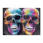Warren Reed - Designer Splashart Happy Skeletons In Glasses Chopping Board