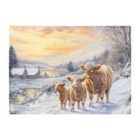 Warren Reed - Designer Family Of Highland Cows Glass Chopping Board
