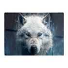 Warren Reed - Designer White Wolf Face Splashart Glass Chopping Board
