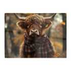 Warren Reed - Designer Highland Cow Wearing Scarf Glass Chopping Board
