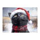 Warren Reed - Designer Black Snowy Christmas Cat Glass Chopping Board