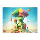 Warren Reed - Designer Frog On A Beach Holiday Glass Chopping Board