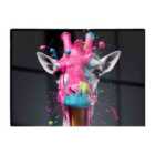 Warren Reed - Designer Splashart Giraffe Face Pink Glass Chopping Board