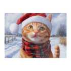 Warren Reed - Designer Christmas Ginger Shorthaircat Glass Chopping Board