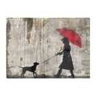 Warren Reed - Designer Rainy Day Walk With Red Umbrella Chopping Board