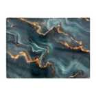 Warren Reed - Designer Gold, Blue Marble Effect Chopping Board