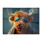 Warren Reed - Designer Highland Cow With Glasses Glass Chopping Board