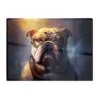 Warren Reed - Designer Bulldog With Glasses Splashart Golden Glass Chopping Board