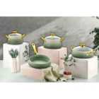 Rozi Dora Collection 7-Piece Non-Stick Granite Cookware Set (Green)