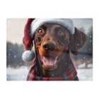 Warren Reed - Designer Snowy Christmas Brown Doberman Glass Chopping Board