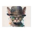 Warren Reed - Designer Devon Rex Cat With Glasses Splashart Chopping Board