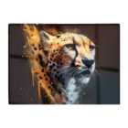 Warren Reed - Designer Cheetah Face Splashart Dark Background Glass Chopping Board