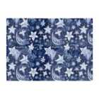 Warren Reed - Designer Paisley Christmas Stars Blue Glass Chopping Board