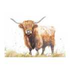 Warren Reed - Designer Watercolour Highland Cow Glass Chopping Board