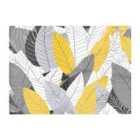 Warren Reed - Designer Yellow Grey Feather Leaves Glass Chopping Board