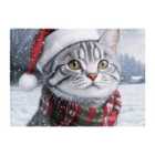 Warren Reed - Designer Christmas Silver Tabby Glass Chopping Board