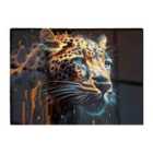 Warren Reed - Designer Leapoard Face Splashart Dark Background Glass Chopping Board