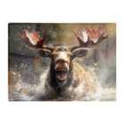Warren Reed - Designer Splashart Moose Enjoying A Swim Chopping Board