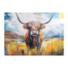 Warren Reed - Designer Colourful Highland Cow Inspired By Banksy Chopping Board