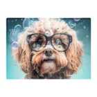 Warren Reed - Designer Cavapoo Dog With Glasses Splashart Chopping Board